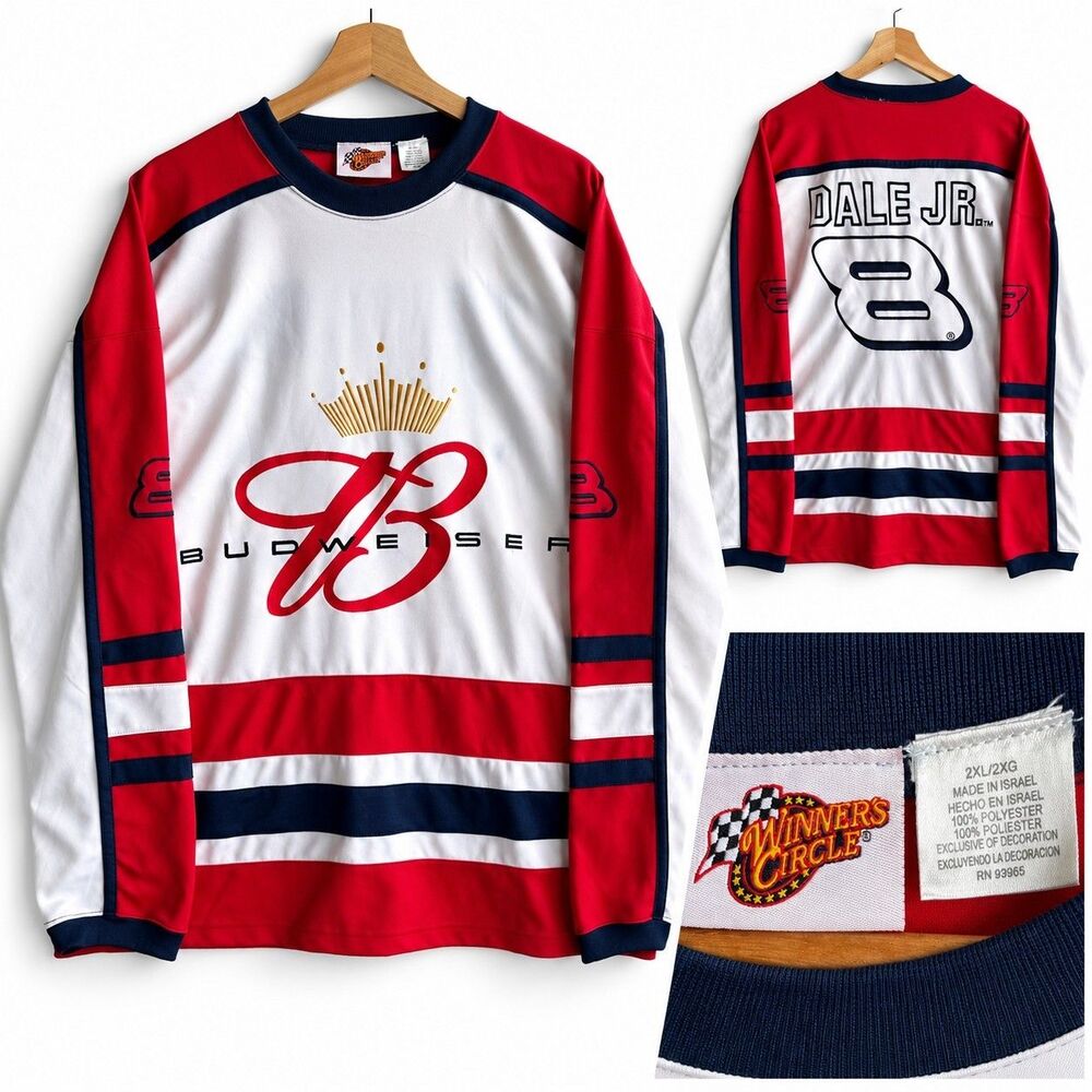 VTG Dale Earnhardt Jr 8 Budweiser NASCAR Hockey Jersey Men's 2XL Winner Circle